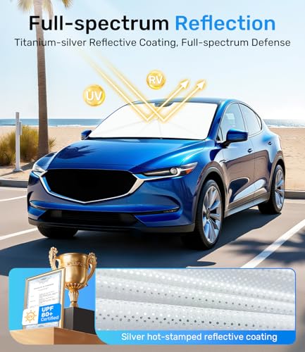 Zanch Upgrade Windshield Sun Shade, Custom Fit for Mazda CX-5 2017-2025 [Titanium-Silver Reflective Coating] Blocks 99% UV & Heat, Sunshade Umbrella for Mazda CX-5 2017 2018 ... 2024 2025 - size: For Mazda CX-5 (2017-2025)