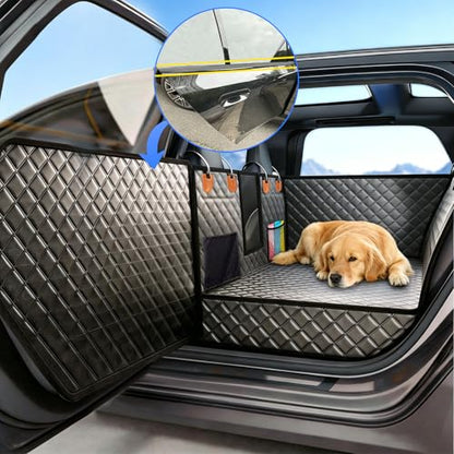 Back Seat Extender for Dogs,Hard Bottom Dog Car Seat Cover for Back Seat,Waterproof Dog Hammock with Door Protection, Anti-Scratch Pet Back Seat Cover for Car, SUV, Truck, Holds 420lbs, Black - size: Door Mounted