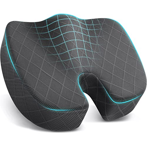 TushGuard Seat Cushion - Memory Foam Cushion for Office Chair, Car Seat, Airplane, Bleacher - Sciatica & Hip & Coccyx Pain Relief Cushions for Long Sitting Office Workers, Car Drivers (Grey, X-Large) - color: Grey, size: X-Large