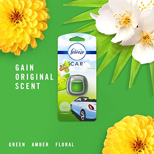Febreze Car Air Fresheners, Gain Original Scent, Odor Fighter for Strong Odors Car Vent Clips (2 Count) - size: 1 Count (Pack of 2)