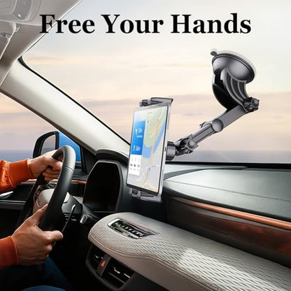 OHLPRO Tablet Holder for Car Dashboard [Suction Cup Mount] Windshield Wall Desk, Adjustable Stand for 5-13" iPad mini Air Pro Galaxy Tab S9 Phone - Heavy Duty Truck Accessories - size: 9" ABS Arm