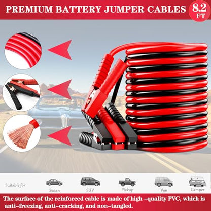 Car Roadside Emergency Kit, with Jumper Cables Automotive Kit,Car Safety Roadside Assistance Kit Headlamp,Tow Straps, Safety Hammers, Rainwear, Gloves.Black - color: Light Blue