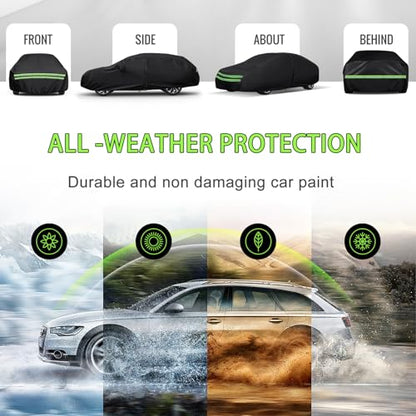 16-Layer 600D Heavy Duty Universal Full Car Cover for Outdoor & Indoor Use - All Weather Sun UV Rain Snow Dust Proof, Waterproof Scratch Resistant, Fits SUVs Body Length 201"-211"/16.7-17.5 ft - size: SUV-533