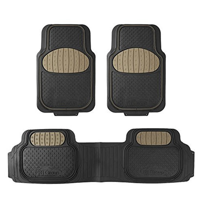 FH Group Heavy-Duty Car Mats - Universal Fit, Trimmable Rubber Floor Mats, Sedans, SUVs, Trucks - Beige - color: Beige