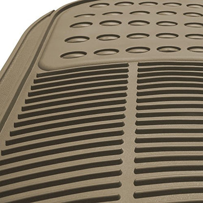 FH Group Climaproof™ Trimmable Non-Slip Vinyl Floor Mats Full Set - Universal Fit for Cars Trucks and SUVs (Beige) F11306 + F16400 - color: Beige, style: Combo Set