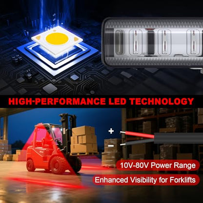 LED Forklift Safety Light Red for AGV Automated Guided Vehicle, Forklift Truck, Industrial Lift, Warehouse Safety, IP67 Waterproof, Aluminum Housing (2PCS) - size: 2PCS