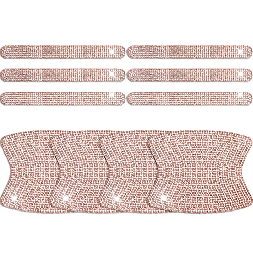 Frienda 10 Pieces Bling Car Accessories for Women Bling Car Door Handle Protector Door Handle Covers for Car Rhinestone Car Bowl Protector Accessories Women Stickers(Rose Gold) - color: Rose Gold