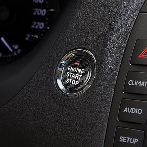 AIRSPEED Carbon Fiber Car Engine Start Button Cover Center Console Push-Button Sticker Interior Trim for Lexus is(2006-2012), ES(2006-2012), LX(2007-2015), Black (with Hole) - color: Black With Hole
