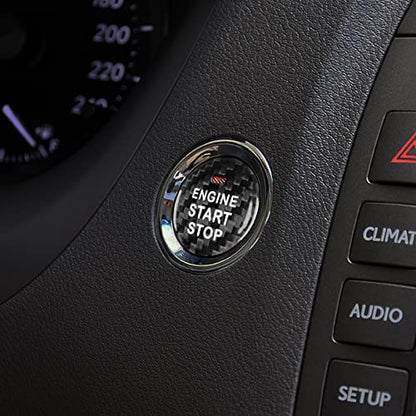 AIRSPEED Carbon Fiber Car Engine Start Button Cover Center Console Push-Button Sticker Interior Trim for Lexus is(2006-2012), ES(2006-2012), LX(2007-2015), Black (with Hole) - color: Black With Hole