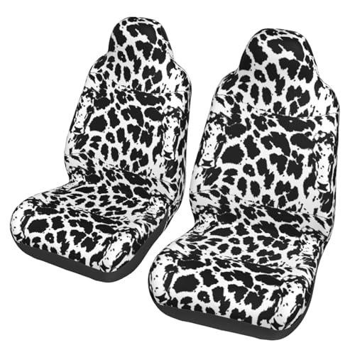 Car Seat Covers Set of for 2 Black White Leopard Print Car Accessories Front Seats Covers Auto Seat Protectors Universal Fit for Car Truck SUV Sedans, Cheetah Seat Cushion - color: Black Leopard
