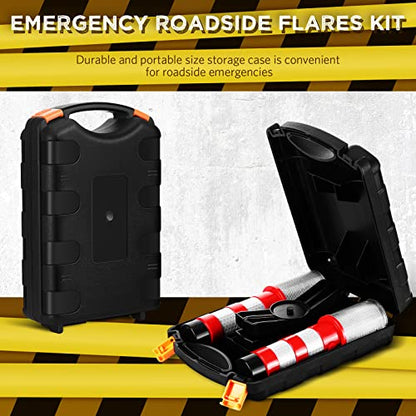 Riakrum 2 Pcs Emergency Roadside Flares Bulk Kit LED Safety Strobe Road Warning Light Bright Red Safety Beacon Strobe Light Roadside Flare Magnetic Base Detachable Stand Vehicle (Batteries Excluded)