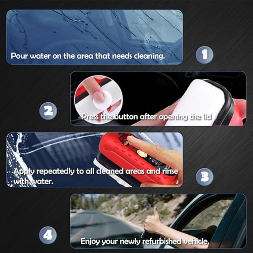 New Automotive Oil Film Cleaning Brush,Oil Film Remover for Car Windshield, Glass Cleaning Board, Universal Anti-Rain Fog Cleaning Glass Brush (3-Red)