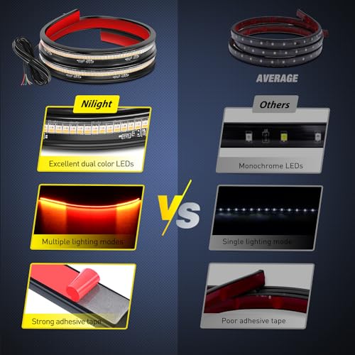 Nilight 30 Inch UTV Tailgate Light Strip 204 LED Red Running Brake Amber Turn Signals Lights Compatible with Polaris RZR Kawasaki Pioneer Can Am Golf Cart Off-Road Truck Trailer - color: 30" Tailgate Light Strip Red/Amber