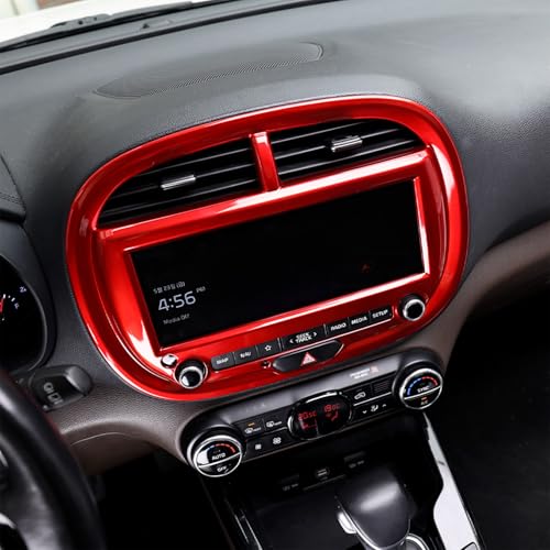 Premium Compatible with Kia Soul 2020-2025 Accessories, Dashboard Navigation Trim Cover - Scratch Protection, Dashboard Cover, Easy Snap Installation Upgrade (Red) - color: Red