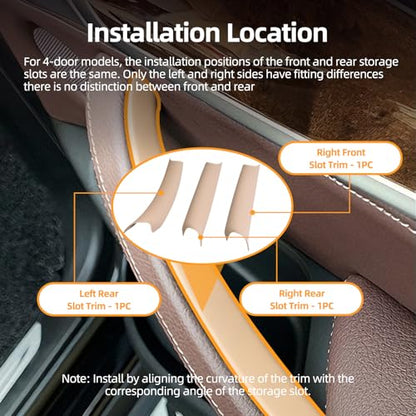 3 PCS Door Handle Covers Compatible with BMW X5 E70 2008-2013, X6 E71/E72 2008-2014 Accessories, Front Rear Left Right Side Inner Door Pull Handle Cover, Beige - color: Beige