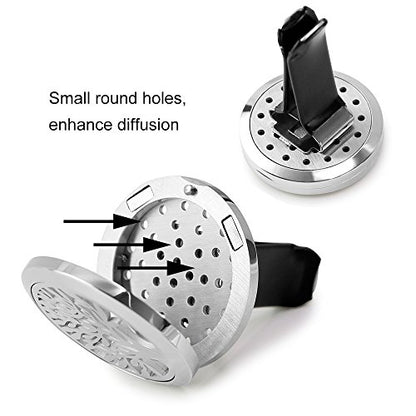 RoyAroma Car Air Freshener, 2PCS 30mm Car Aromatherapy Essential Oil Diffuser Stainless Steel Cars Diffuser with Vent Clip 12 Felt Pads - color: Silver a