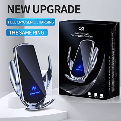 Wireless Car Charger Automotive Electric Induction 15W Wireless Charger Car Vent Mount Bracket Fast Charging Auto-Clamping Car Phone Holder Mount Air Vent Phone Holder Black… - color: Black