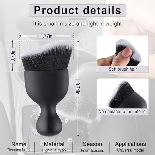 GaRhomxy Car Detailing Brushes, Car Interior Dust Sweeping Soft Brush, Soft Bristles Brush Cleaning Tool for Automotive Dashboard, Air Conditioner Vents, Computer, Scratch Free(Black with White) - color: Black With White