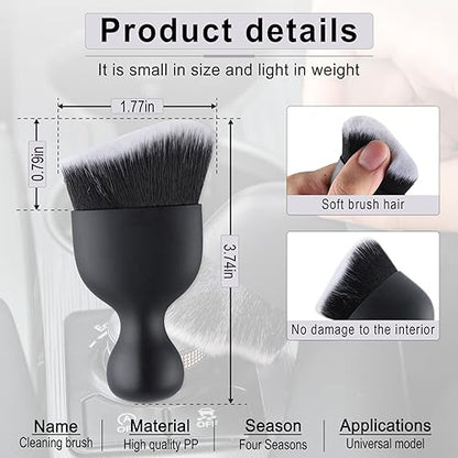 GaRhomxy Car Detailing Brushes, Car Interior Dust Sweeping Soft Brush, Soft Bristles Brush Cleaning Tool for Automotive Dashboard, Air Conditioner Vents, Computer, Scratch Free(Black with White) - color: Black With White