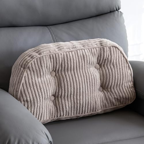 HIGOGOGO Lumbar Support Pillow for Recliner Chair/Accent Chair/Couch/Office Chair, Tufted Corduroy Back Support Cushion for Elderly, Recliner Cushions for Back Rest, Pain Relief, Reading, Grey - color: Grey