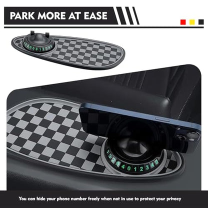 Car Dashboard Mat, Non-Slip Washable Center Console Storage Pad, 11.8" x 5.4" Rotatable Phone Holder Large Storage Tray Parking Number Sign, Universal Multifunctional Organizer (Black #B) - color: Black #B