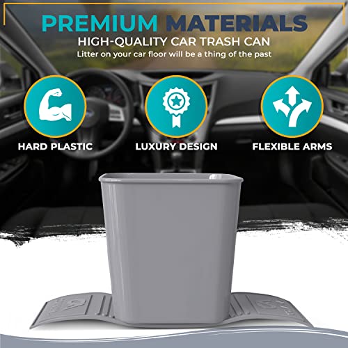 Garbage Can Trash Bin Waste Container Wastebasket for Auto Car Vehicle Boat Truck Quality Plastic Large 1 Gallon 4 Liter, Leakproof Quality for Life Gray - color: Gray