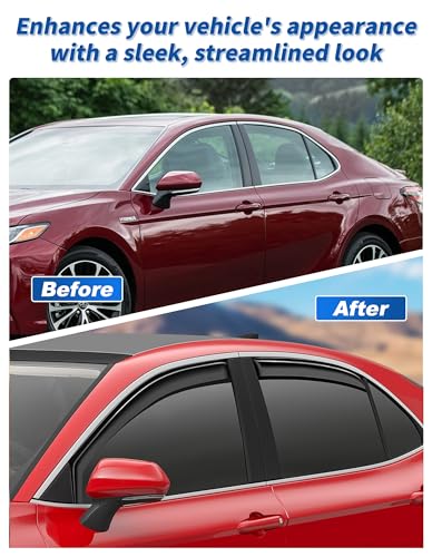 in-Channel Window Rain Guards Fit for Toyota Camry 2018 2019 2020 2021 2022 2023 2024 Low Profile Rain Guard Side Window Deflectors Window Visor Vent Visors Vent Shades Car Accessories - size: Fit for 2018-2024 Toyota Camry