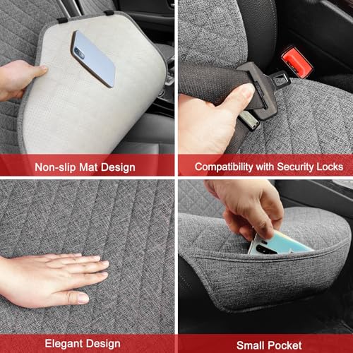 BOPUOVRE Linen Car Seat Covers Front Seat Covers Breathable Cloth Fabric Car Seat Protector - Universal Fit for Cars, Vans, SUVs, Trucks - 2 Units - Gray - color: Gray