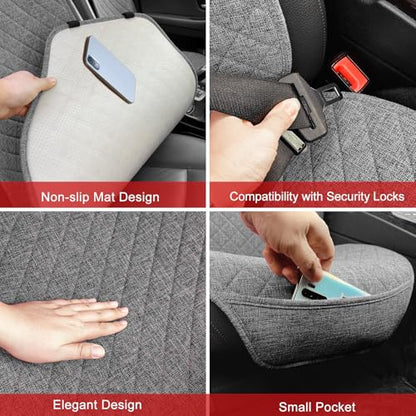 BOPUOVRE Linen Car Seat Covers Front Seat Covers Breathable Cloth Fabric Car Seat Protector - Universal Fit for Cars, Vans, SUVs, Trucks - 2 Units - Gray - color: Gray
