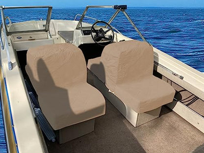 Back to Back Boat Seat Covers， Replacement Boat Lounge Seat Covers, Soft Microfiber Fabric, 100% Waterproof Boat Covers for Damaged Seats (2 Sets Gray Brown) - color: 2 Sets Brown