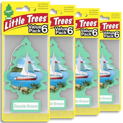 LITTLE TREES Car Air Freshener | Hanging Tree Provides Long Lasting Scent for Auto and Home | 24 Air Fresheners |Bayside Breeze - color: Bayside Breeze
