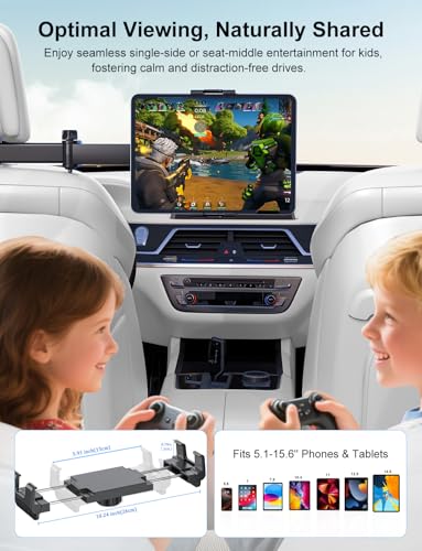 PLDHPRO Tablet Holder for Car Headrest Mount iPad Backseat Foldable Back Seat Stand Compatible 5.1-15.6'' Phones Tablets, Road Travel Essentials for Kids Accessories - size: double fold