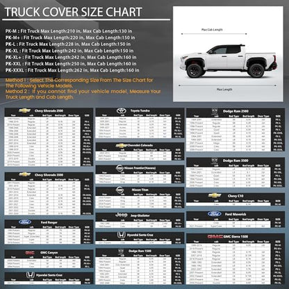 Waterproof Car Cover All-Weather, Heavy-Duty Outdoor Full Exterior Automobiles Snow Cover for Truck 229-242 inch with Sun Visor,Zippered & Storage Bag - Black - size: Fit Truck Length 229-242 inch(PK-XL)