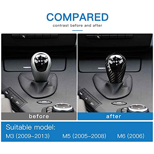 AIRSPEED Carbon Fiber Gear Shift Knob Cover Interior Trim for BMW M3 M5 M6 Accessories(Black) - style: Style D