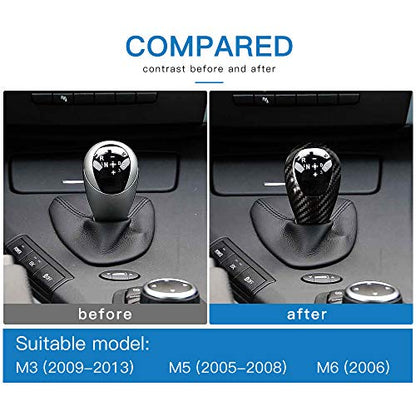 AIRSPEED Carbon Fiber Gear Shift Knob Cover Interior Trim for BMW M3 M5 M6 Accessories(Black) - style: Style D