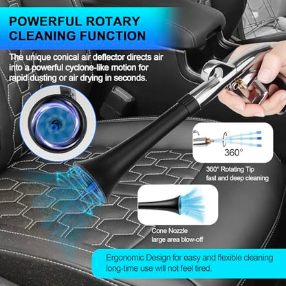 2 Nozzles Air Cleaning Gun, Dry Cleaning Gun Quickly Blasts Dust, Dirt and Grime from Surface, Dryer Air Blow Gun Works with Air Compressor, Car Detailing Tool for Interiors Exteriors Deeply Cleaning