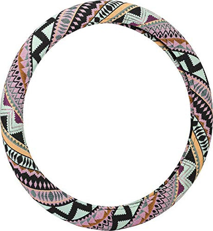 Valleycomfy Cloth Steering Wheel Covers for Women Bohemian Universal 15 inch Baja Blanket Enthic Maya - color: ClothB