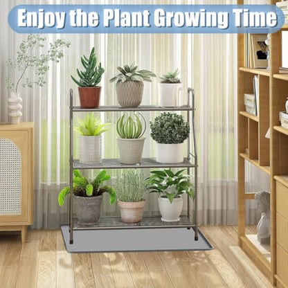 Plant Stand Mat Plant Shelf Mat, 34x22 Flower Stand Silicone Mat with Raised Edge, Wooden Plants Shelving Metal Flower Shelves Drip Pan Floor Protector, Planter Stands Planter Holder Metal Shelf Pad