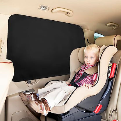 Ovege Car Window Shades Magnetic Suedette - Back Seat 2pcs Privacy Curtain UV Protection - color: Black-Suedette, size: Back Seat 2pcs