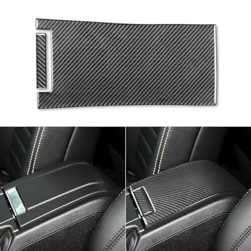 2pcs Real Soft Carbon Fiber Car Center Console Armrest Box Panel Decoration Cover Trim Sticker Compatible with Ford Mustang GT/Shelby 2009-2014 Auto Interior Accessories Black - color: Armrest Box Panel