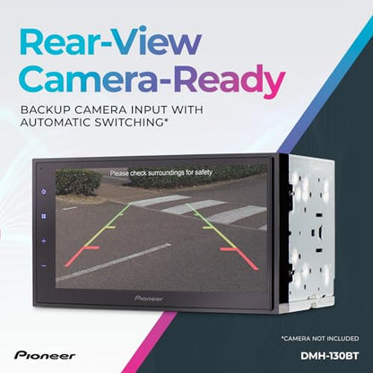 Pioneer DMH-130BT 6.8" Resistive Touchscreen, Double Din – Bluetooth, Backup Camera, USB, FLAC, AM/FM Radio, Short Chassis, 50W x 4 Output, Steering Wheel Input