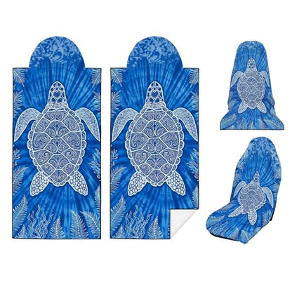 2 Pack Car Seat Towel Covers, Sweat-Proof Microfiber Seat Protectors for Gym, Running, Beach & Workout, Breathable Quick-Dry, Machine Washable, Blue Sea Turtle Print, Universal Fit - color: Blue Sea Turtle
