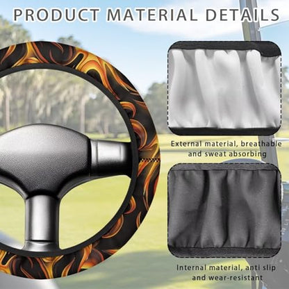Fire Golf Cart Steering Wheel Covers for Club Car Anti-Slip Club Car Precedent Golf Cart Steering Wheel Cover Odorless Comfy Steering Wheel Cover for Golfer Friends - color: Fire