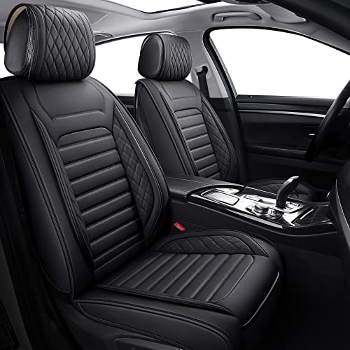 Aierxuan Car Seat Covers Waterproof Leather Universal for Toyota Corolla Honda Civic Accord Nissan Altima Sentra Rogue Kia Hyundai VW Subaru Acura RDX Ford(Full Set/Black A) - color: Full Set/Black A