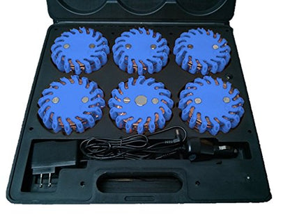 RPF16LM6 CASE OF 6 BLUE RECHARGEABLE 9-FUNCTIONS PORTABLE 16 LED POWER FLARE POWER-MARKERS ROADSIDE EMERGENCY MAGNETIC - color: BLUE