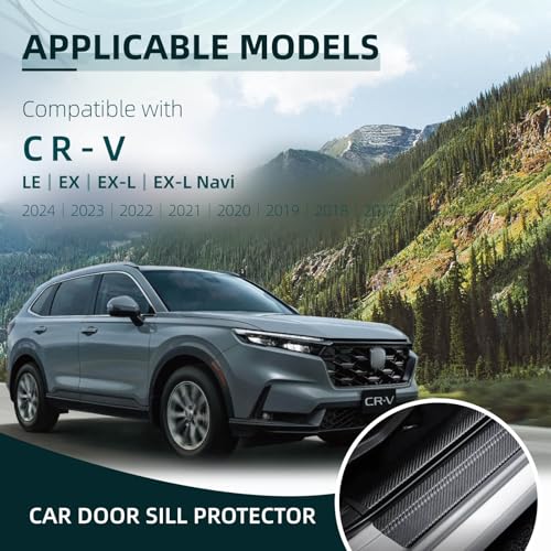 Car Door Sill Protector Compatible with Honda CRV SUV 2024-2017 Custom Fit LX EX EX-L Upgraded- Custom Fit Anti-Scratch Carbon Fiber Threshold Protection Sticker, Trunk & Door Entry Edge Guard (9pcs)