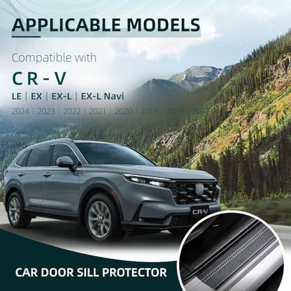 Car Door Sill Protector Compatible with Honda CRV SUV 2024-2017 Custom Fit LX EX EX-L Upgraded- Custom Fit Anti-Scratch Carbon Fiber Threshold Protection Sticker, Trunk & Door Entry Edge Guard (9pcs)