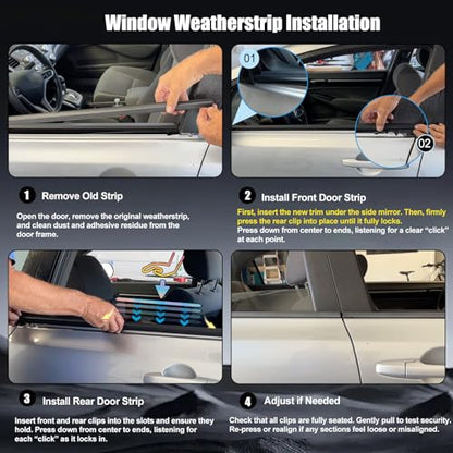 Window Molding Trim Seal for Honda Civic 2016-2021 Accessories, Outer Door Black Rubber Weather Stripping Belt, Replacement 72450-TEA-T01 (4PCS) - size: 2016-2021 Honda Civic