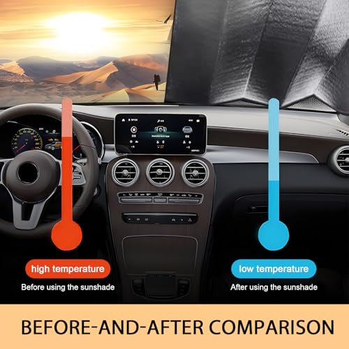 Accordion Foldable Windshield Sun Shade, Reflective Sunlight Highly Effective Cooling Heat Insulation Sunshade, Convenient to Stow Summer Accessories, Suitable for Most Cars (Silver #S) - size: 1 PC #S
