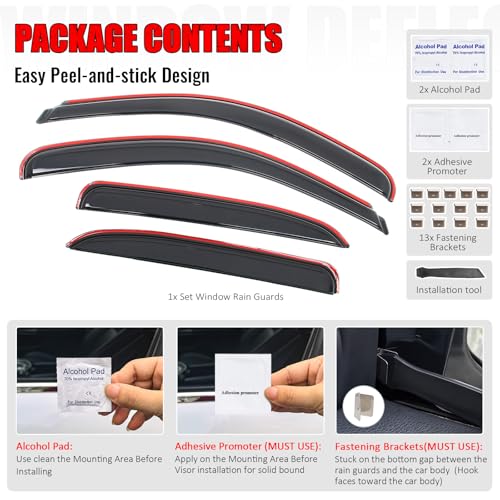 IKON MOTORSPORTS in Channel Window Visors Compatible with 2007-2014 Chevrolet Tahoe & GMC Yukon, Acrylic Smoke/Tinted Rain Guards, Side Window Wind Deflectors 4PCS